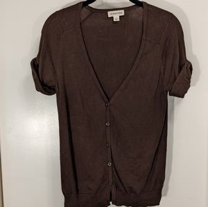 Short sleeve brown button cardigan